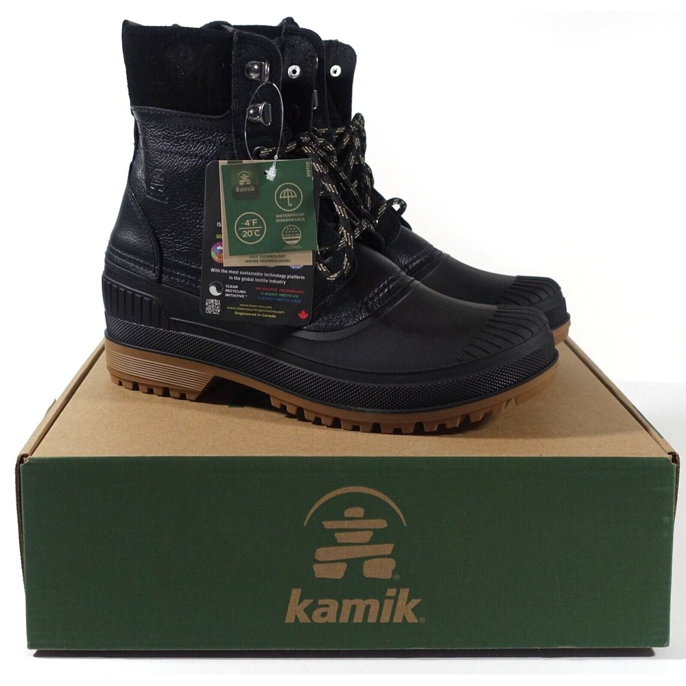 Kamik Hemlock Waterproof Winter Boots Men's 8M Ankle Height Black MADE IN USA